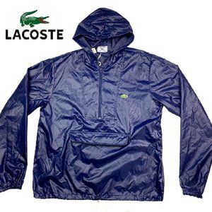  New Lacoste Pack Away Nylon Hooded Anorak Rain Windbreaker Jacket Navy